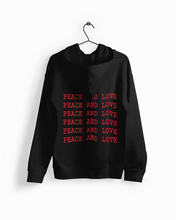 Load image into Gallery viewer, &quot;PEACE AND LOVE&quot; (BLACK HOODIE)
